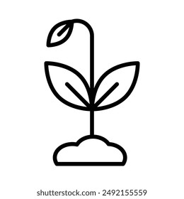 Young sprout icon linear logo mark in black and white