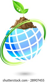 Young sprout on earth. Vector illustration.