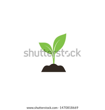 Young sprout in soil colorful vector icon. Green young plant in soil simple symbol.