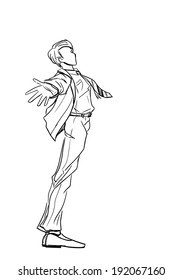 Young standing man in jacket