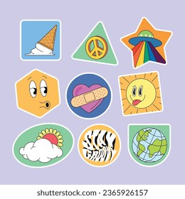 diseño de camiseta vectorial de paquete de stickers jóvenes