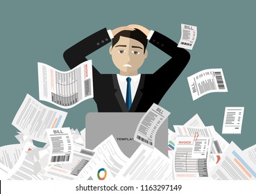 Young stressed man have no money to pay debts, holding head in despair, can not pay bills, having financial troubles. Planning budget concept