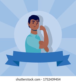young strong afro man male avatar character vector illustration design