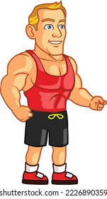 Young Strong Fit Muscular Body Builder Guy Cartoon Mascot