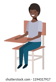 young student black boy sitting in school chair