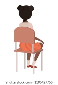 young student black girl sitting in school chair