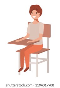 young student boy sitting in school chair