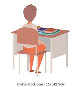 young student boy sitting in school desk
