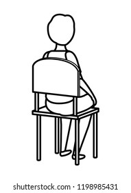 young student boy sitting in school chair