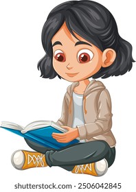 Young student enjoying a book