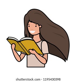 young student girl reading book