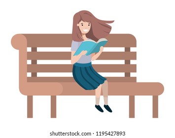 young student girl sitting reading book