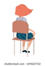 young student girl sitting in school chair