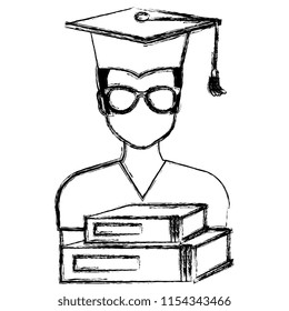 young student graduate with text books school