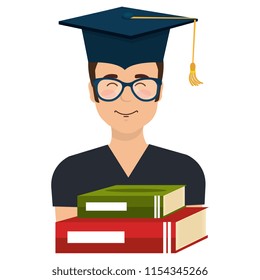 young student graduate with text books school