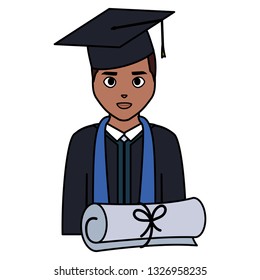 young student graduated black with diploma