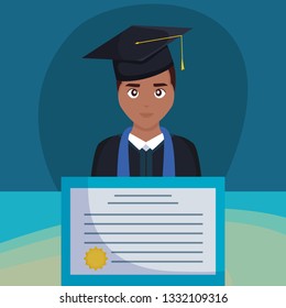 young student graduated black with diploma