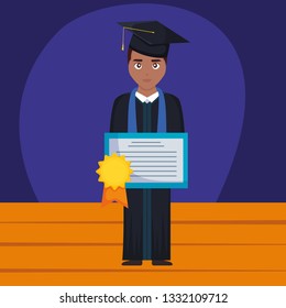 young student graduated black with diploma