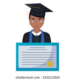 young student graduated black with diploma