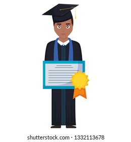 young student graduated black with diploma