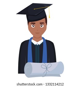 young student graduated black with diploma