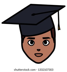 young student graduated black head character