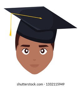 young student graduated black head character