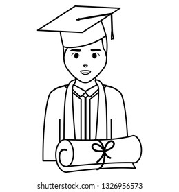 young student graduated with diploma character