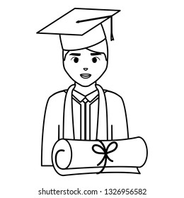 young student graduated with diploma character
