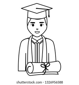young student graduated with diploma character