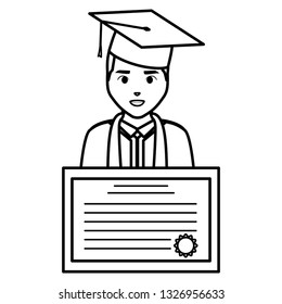 young student graduated with diploma character