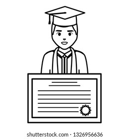 young student graduated with diploma character