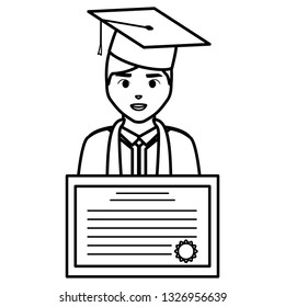 young student graduated with diploma character