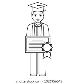 young student graduated with diploma character