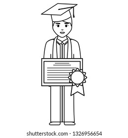 young student graduated with diploma character