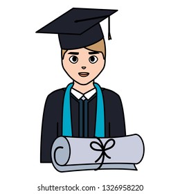 young student graduated with diploma character