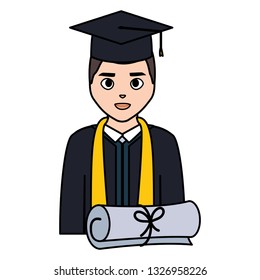 young student graduated with diploma character