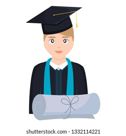 young student graduated with diploma character