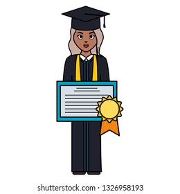 young student graduated girl black with diploma