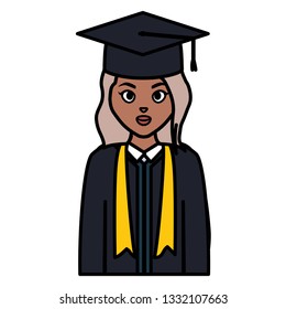 young student graduated girl black character