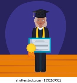 young student graduated girl black with diploma