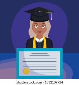 young student graduated girl black with diploma
