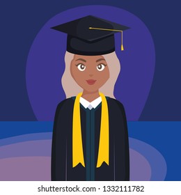 young student graduated girl black character