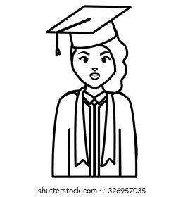 young student graduated girl character