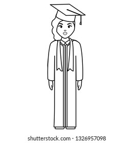 young student graduated girl character