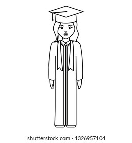 young student graduated girl character