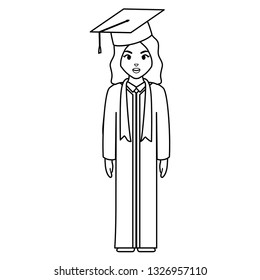 young student graduated girl character
