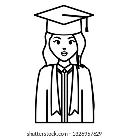 young student graduated girl character