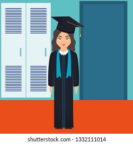 young student graduated girl character