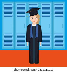 young student graduated girl character